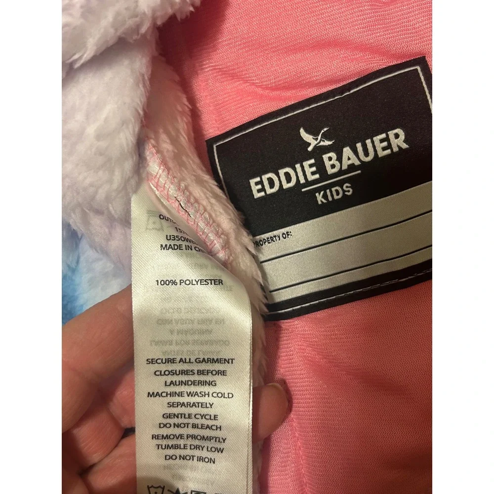 NWT Eddie Bauer Kids Rainbow Sherpa Hoodie Jacket Pastel Fleece Zip Up M 10/12